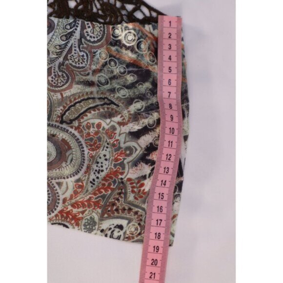 Apt. 9 Petite PM Boho Paisley Lace Back Blouse with Beaded V-Neckline‎ & Elastic - Picture 11 of 12